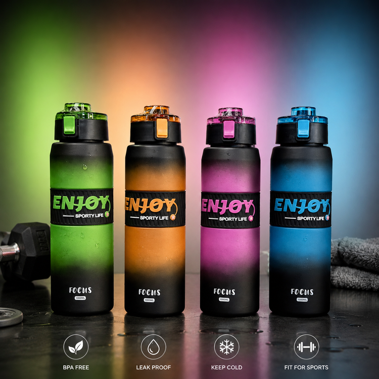 قمقمه ورزشی ۱ لیتری ENJOY مدل Focus – نشکن، بدون BPA و ضد نشت (ظرفیت ۱۰۰۰ میلیلیتر)