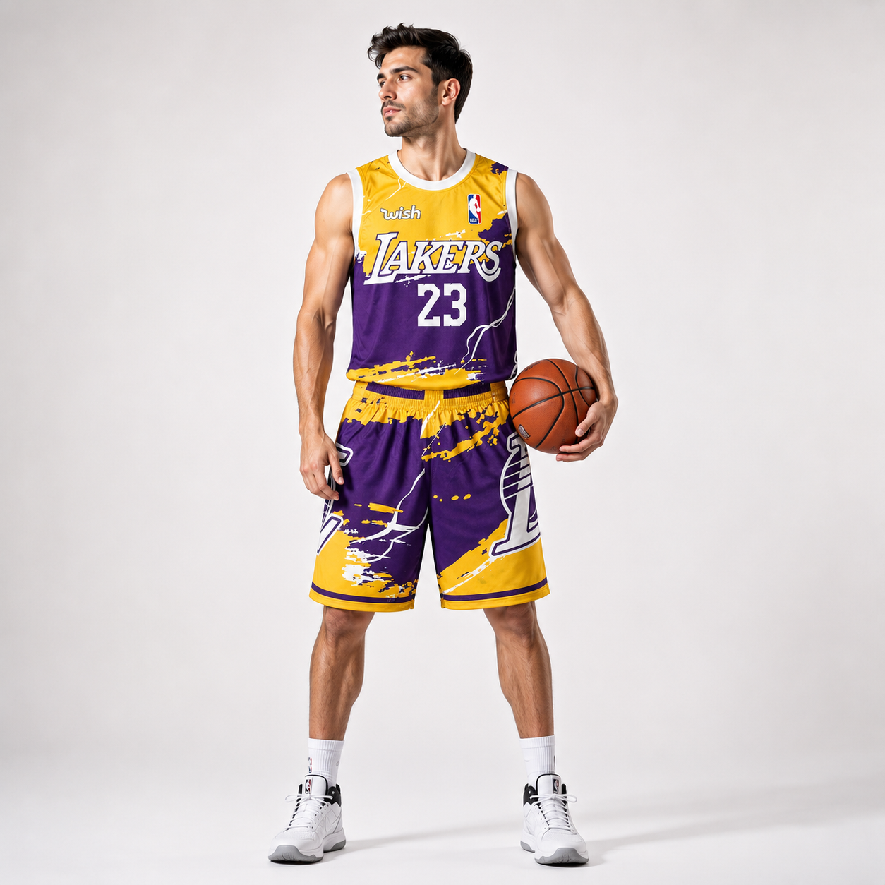 ست حلقه ای و شلوارک مدل Lakers شماره 23