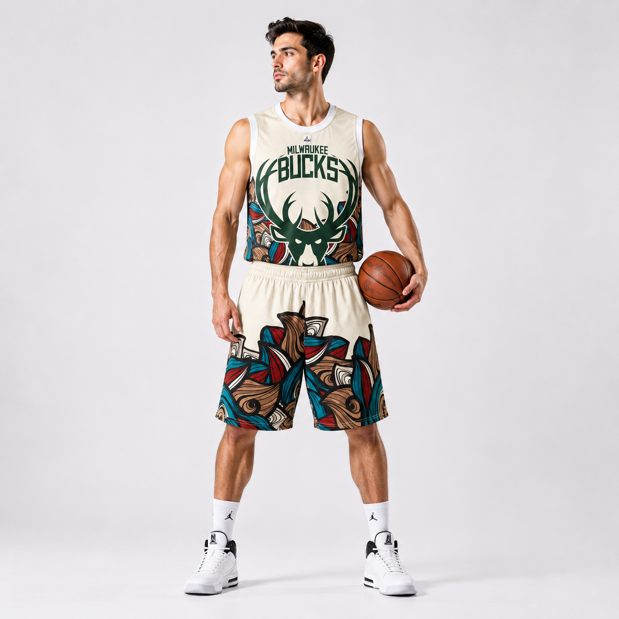 ست حلقه ای و شلوارک طرح میلواکی باکس (Milwaukee Bucks)