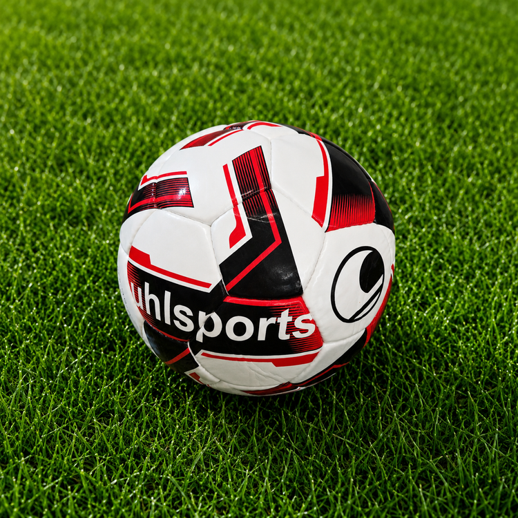 نمای نزدیک علامت سایز ۵ روی توپ فوتبال Uhlsport